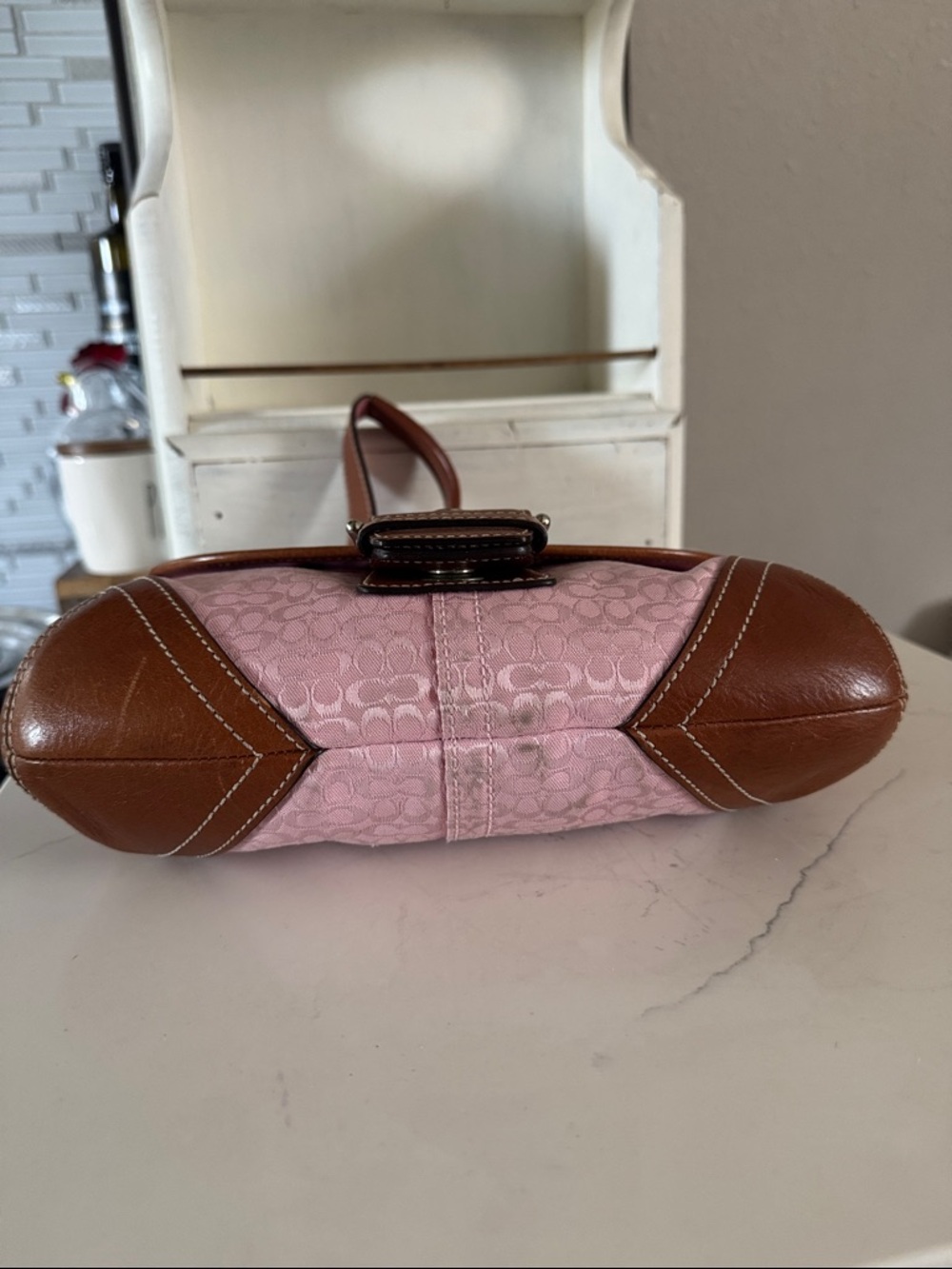 Coach Pink and Brown Signature Shoulder Bag - Picture 4 of 8
